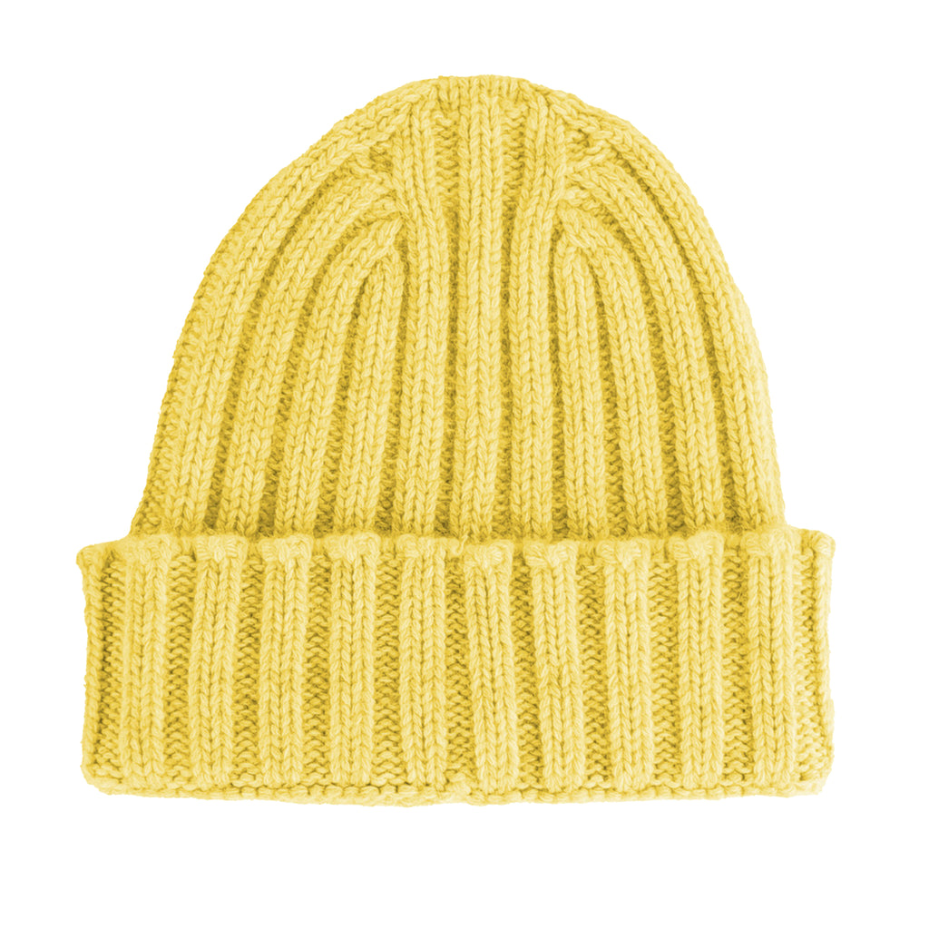100% Cashmere Unisex Beanie Cashmere Yellow
