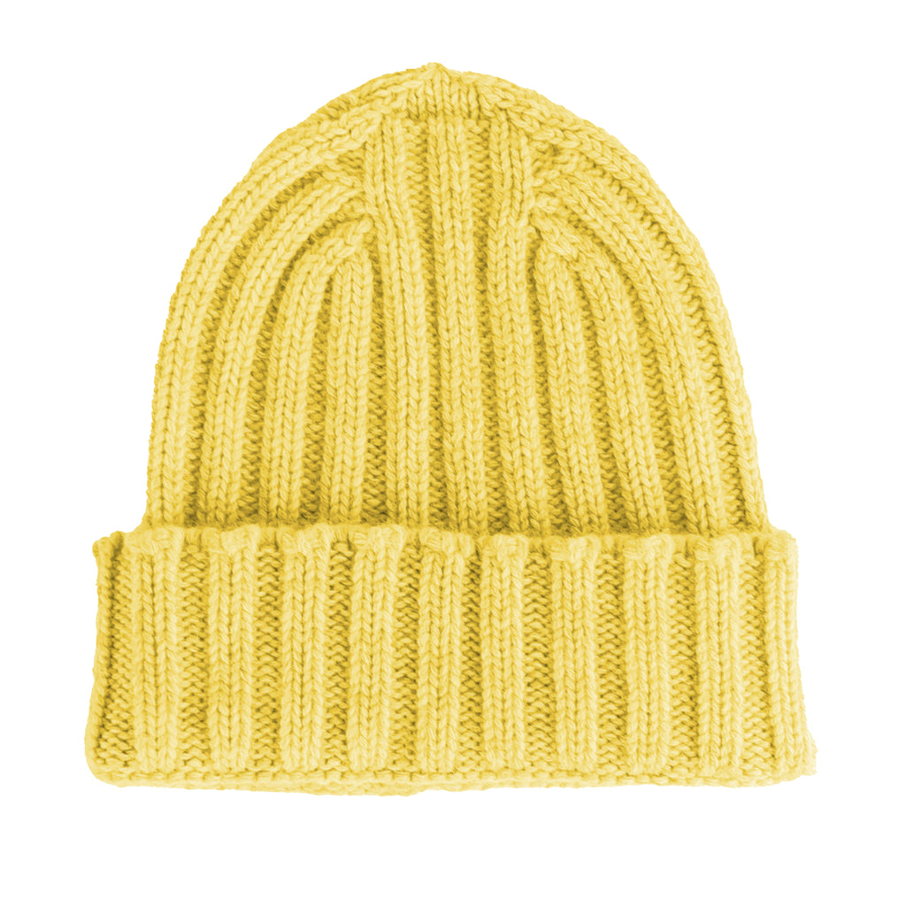 100% Cashmere Unisex Beanie Cashmere Yellow