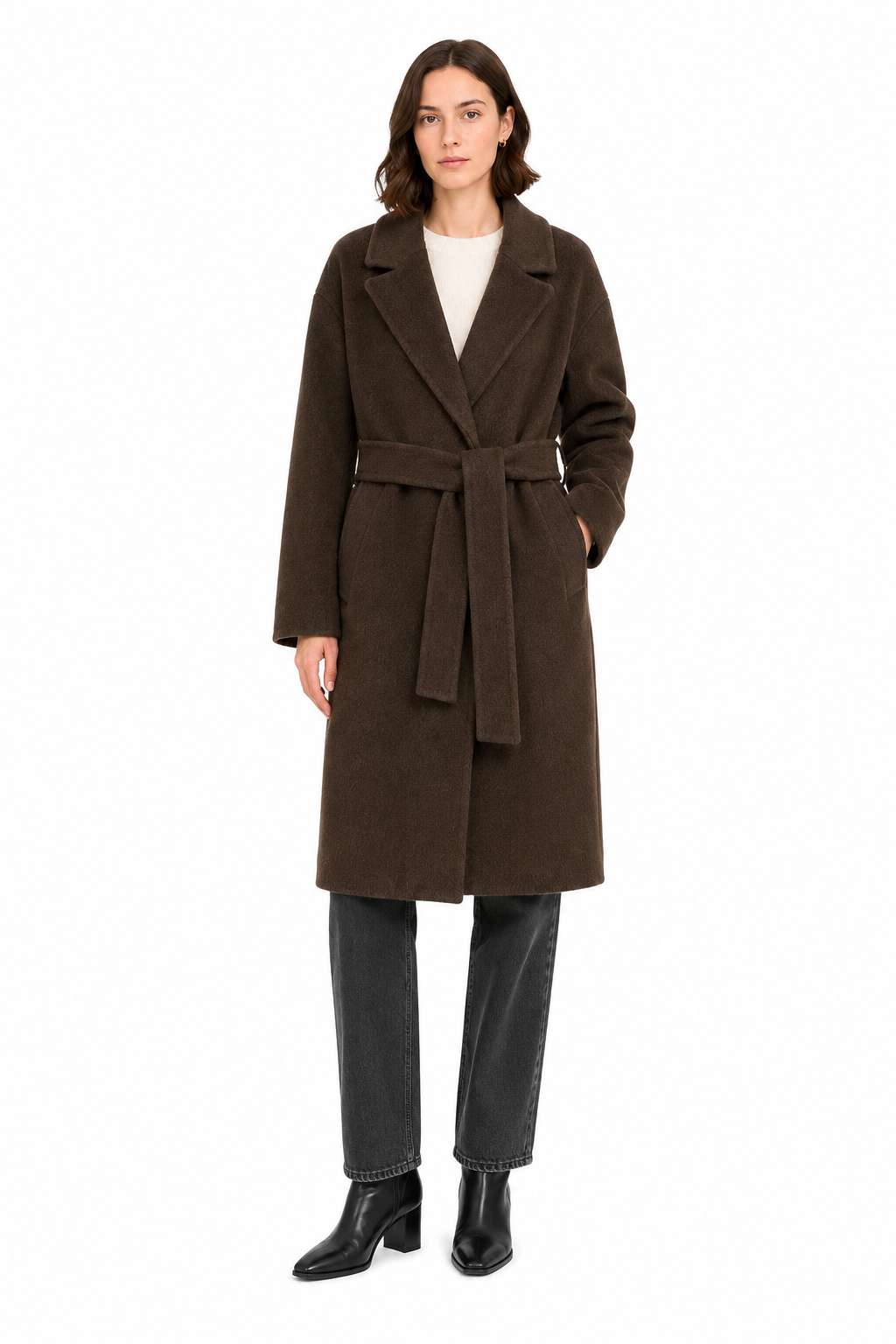 Bagutta Women Coat Long Wool Belt Brown