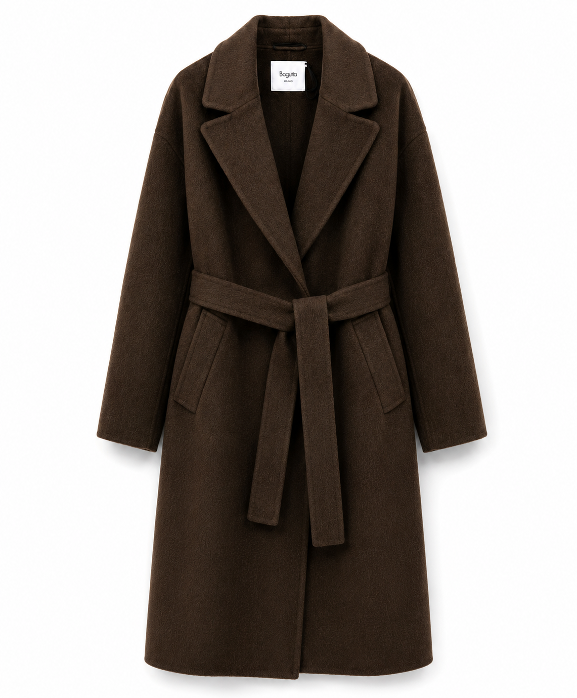 Bagutta Women Coat Long Wool Belt Brown