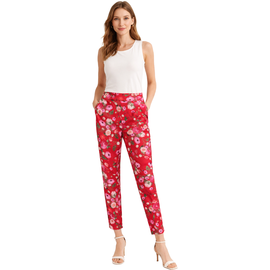 Elisabetta Franchi Women Trousers Patterned Floral Red