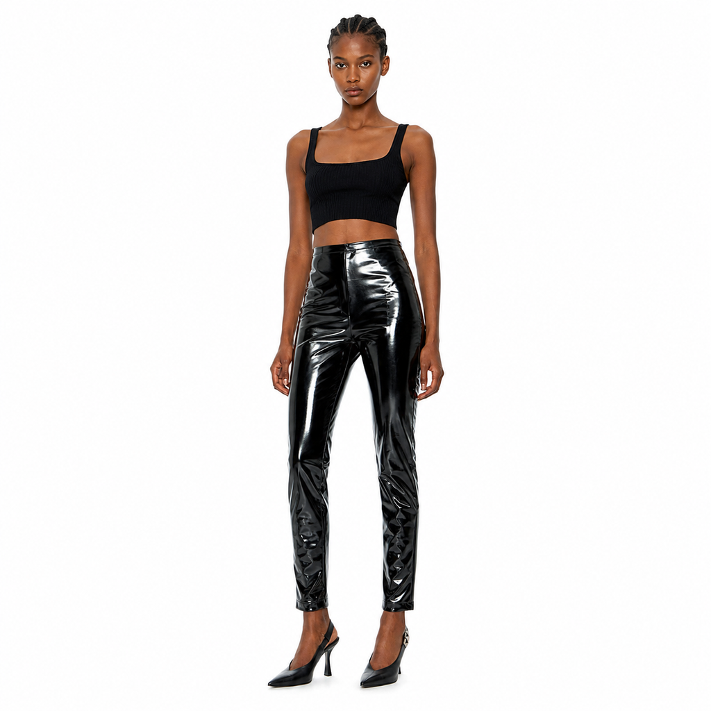 Patrizia Pepe Women Trousers Long Glossy Black