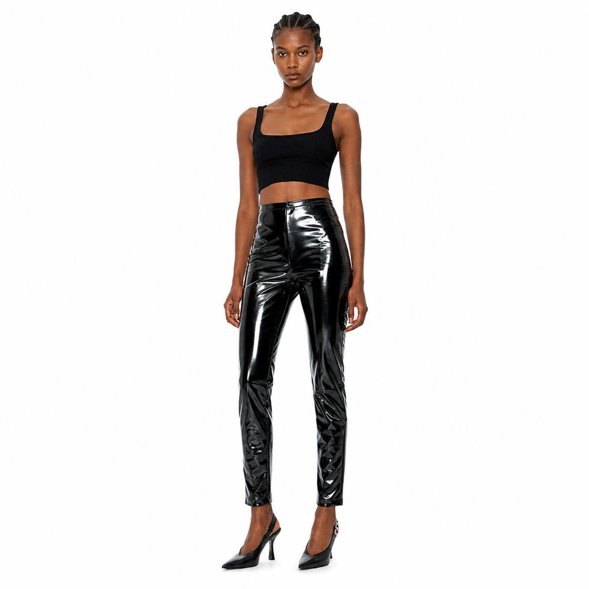 Patrizia Pepe Women Trousers Long Glossy Black