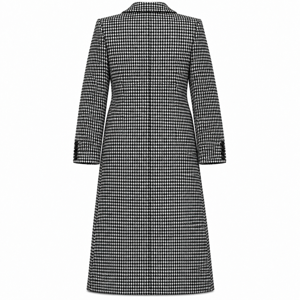 Dolce & Gabbana Men Coat Double-Breasted pied-de-poule Black