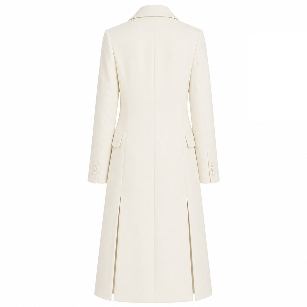 Loro Piana Fabric Women Coat Long Lapel Satin White