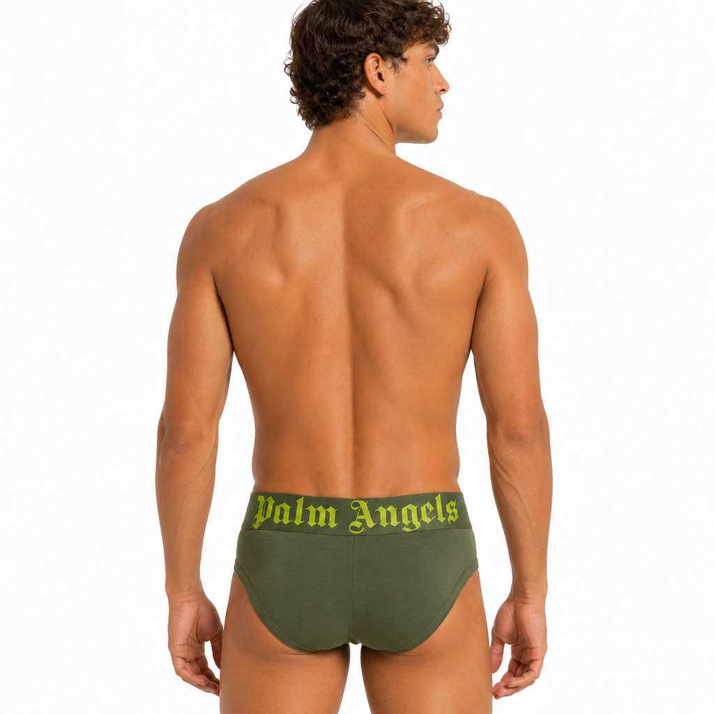 Palm Angels Men Set Bipack Briefs Green