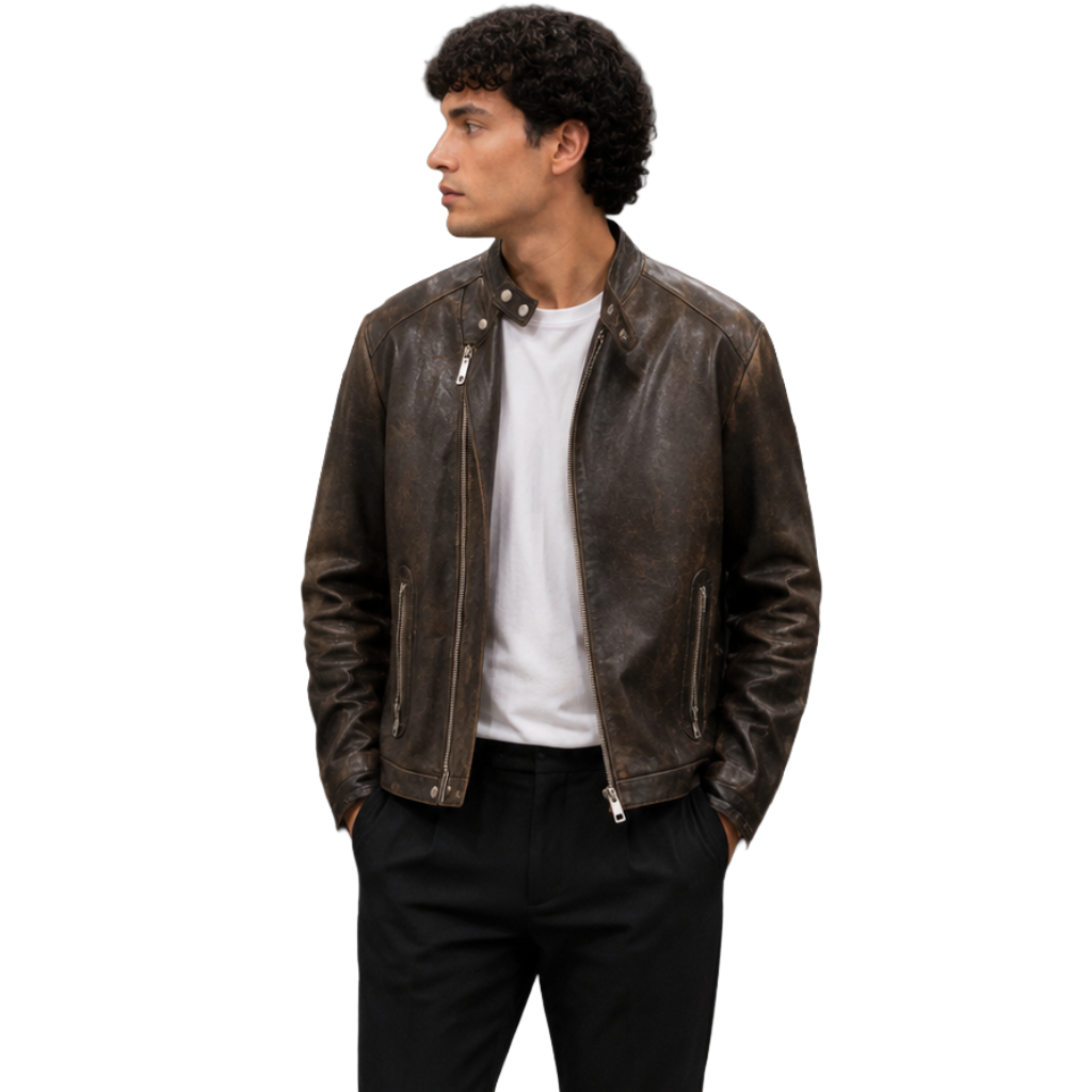 Dolce & Gabbana Men Jacket Leather Toro Brown