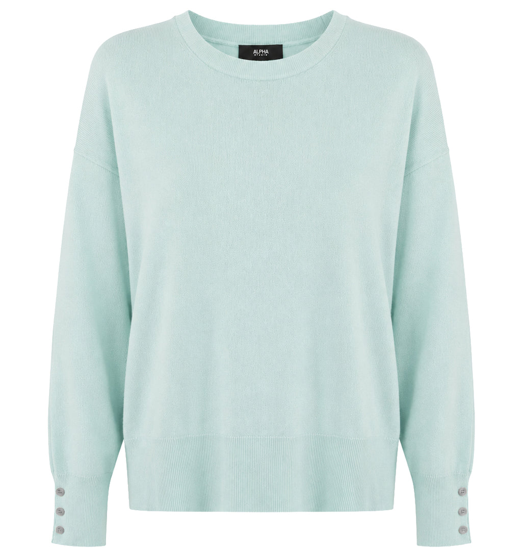 Alpha Studio Women Crew Neck seta-cashmere Sweaters Green