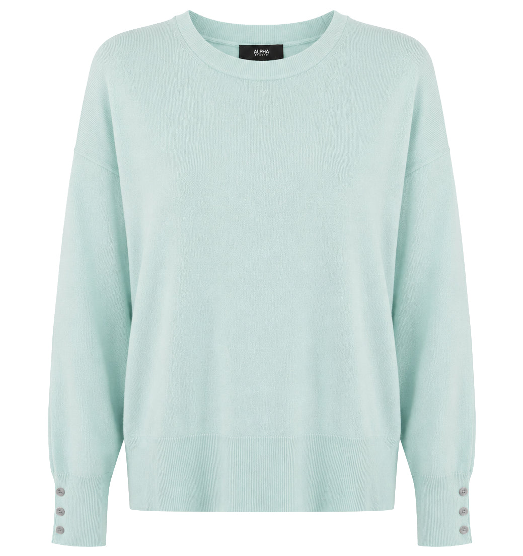 Alpha Studio Women Crew Neck seta-cashmere Sweaters Green