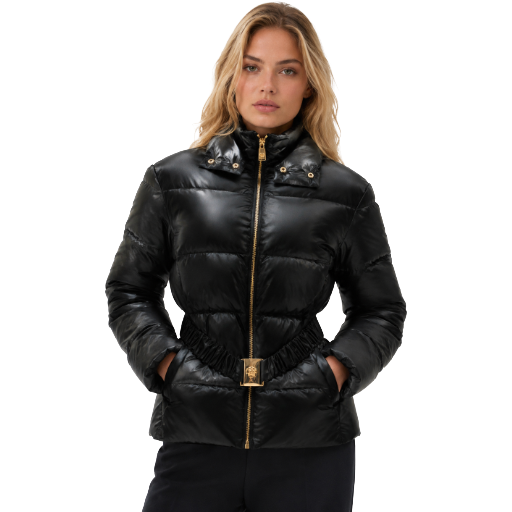 Versace Women Down Jacket Quilted Belt Black