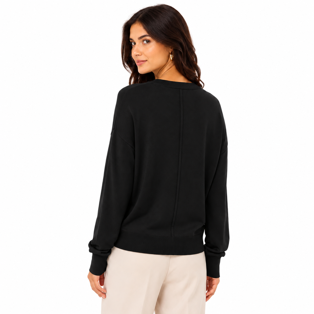 Alpha Studio Women Knit Crew Neck Black
