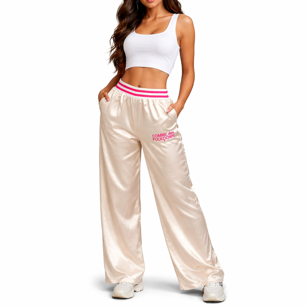 Comme Des Fuckdown Women Patalone Satin Trousers Beige