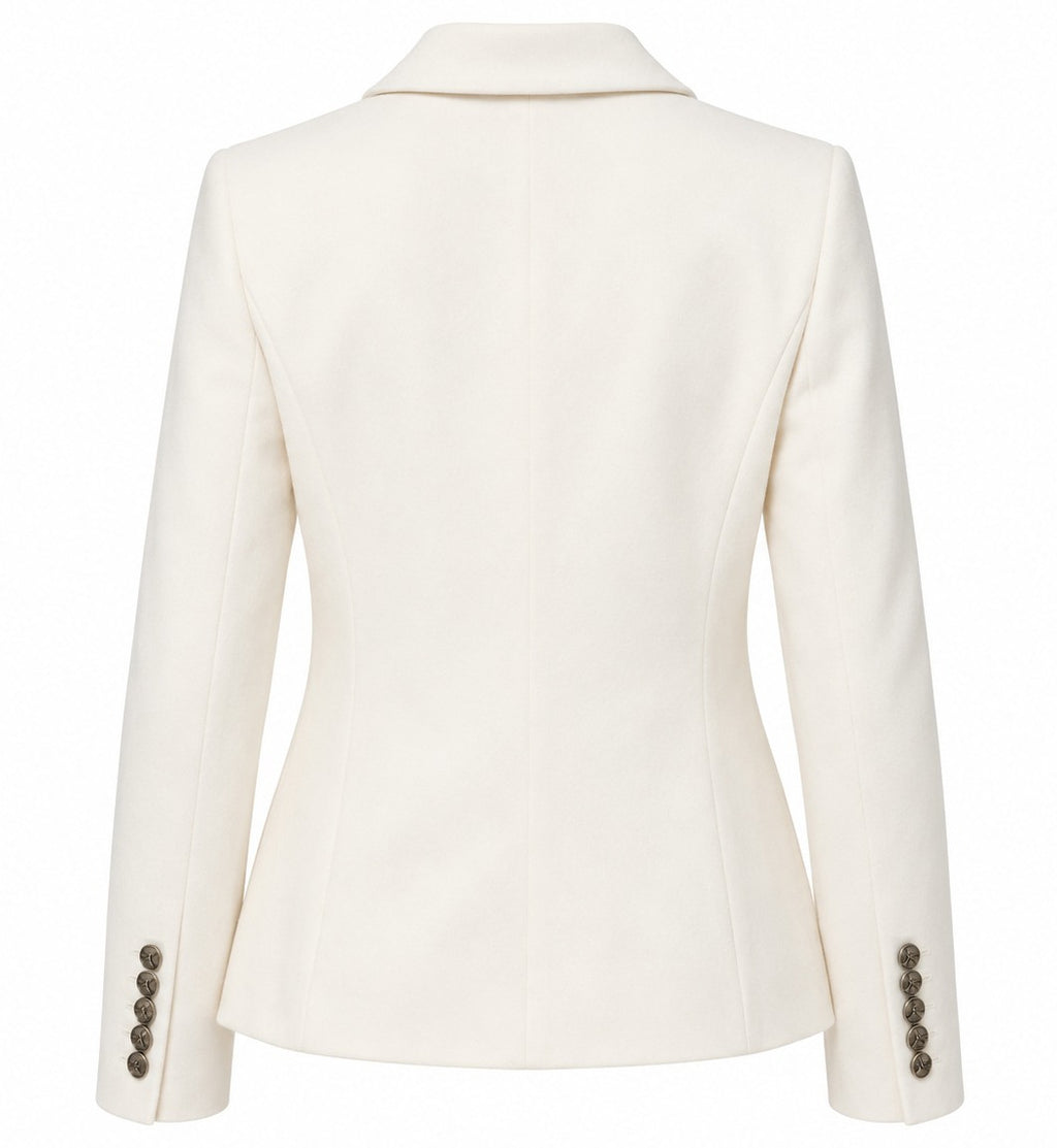 Loro Piana Fabric Women Jacket Double-Breasted Cream White