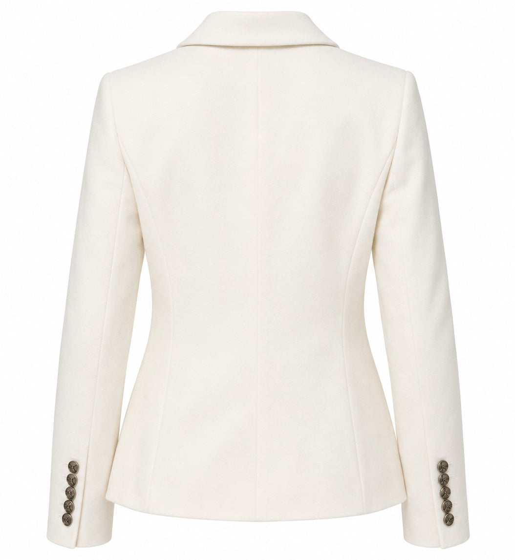 Loro Piana Fabric Women Jacket Double-Breasted Cream White