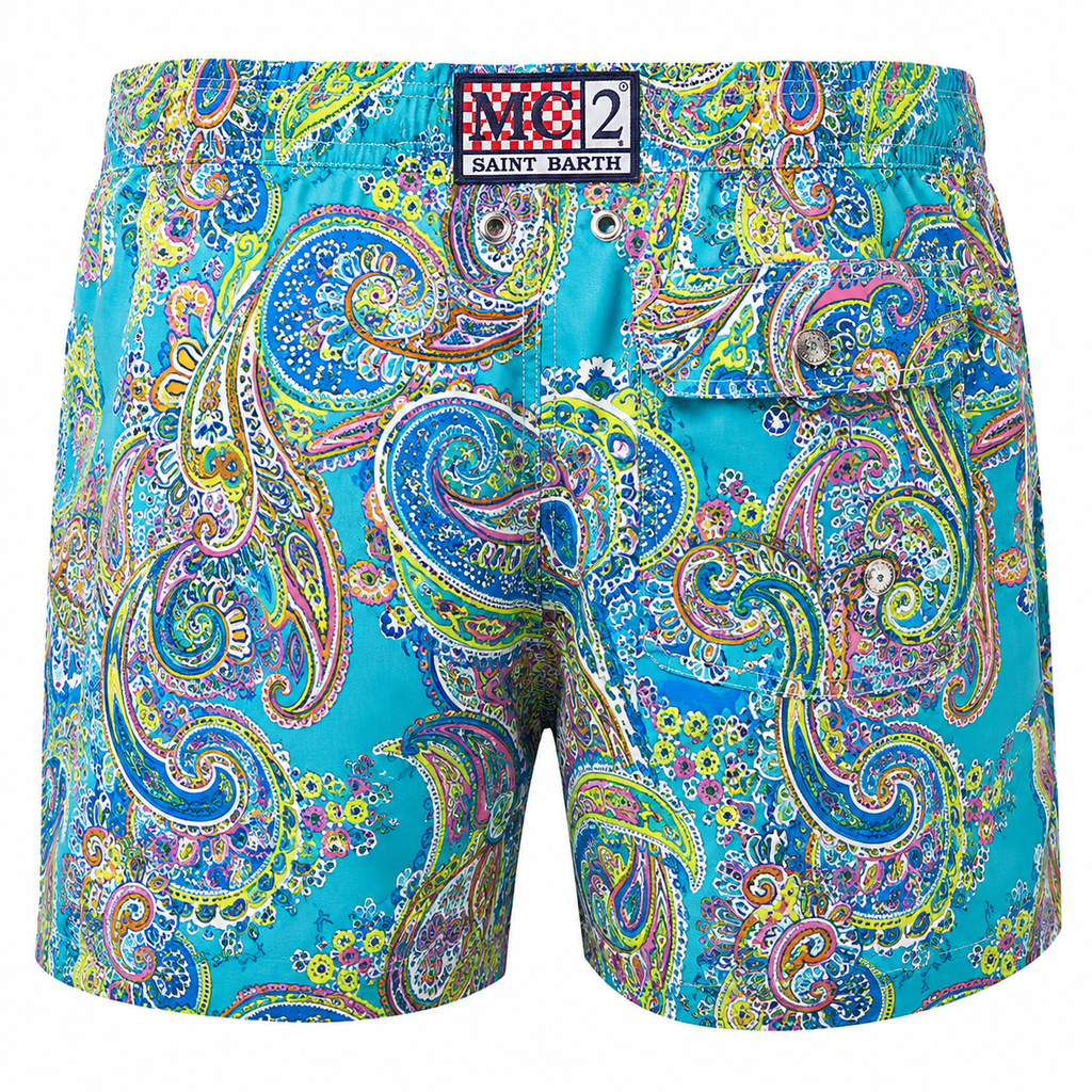 MC2 Saint Barth Men Lighting Paisley Draw Swimwear Blue