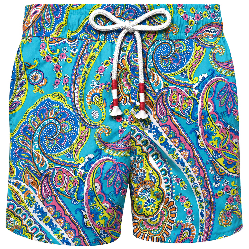 MC2 Saint Barth Men Lighting Paisley Draw Swimwear Blue