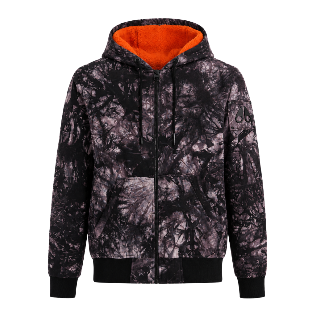 Moose knuckles Men Down Jacket Zip Hoo Tie Dye Black