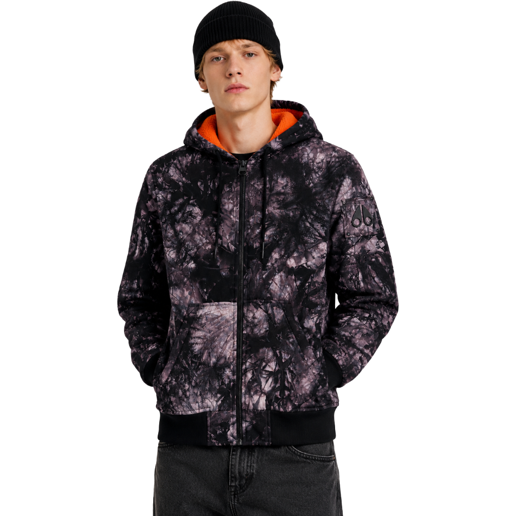Moose knuckles Men Down Jacket Zip Hoo Tie Dye Black