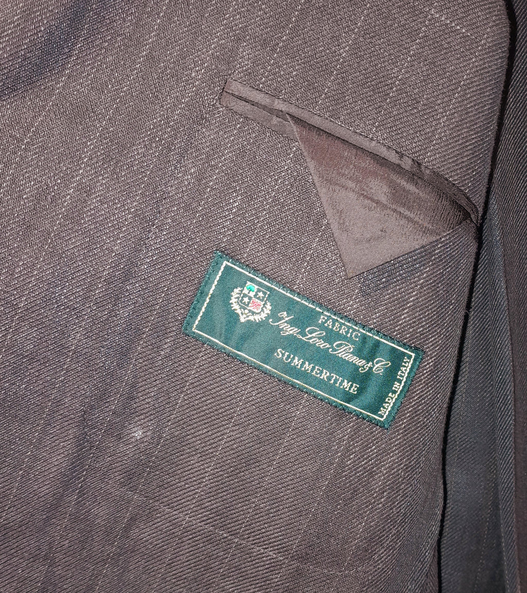 Loro Piana Fabric Men Suit Double-Breasted Pinstripe Brown