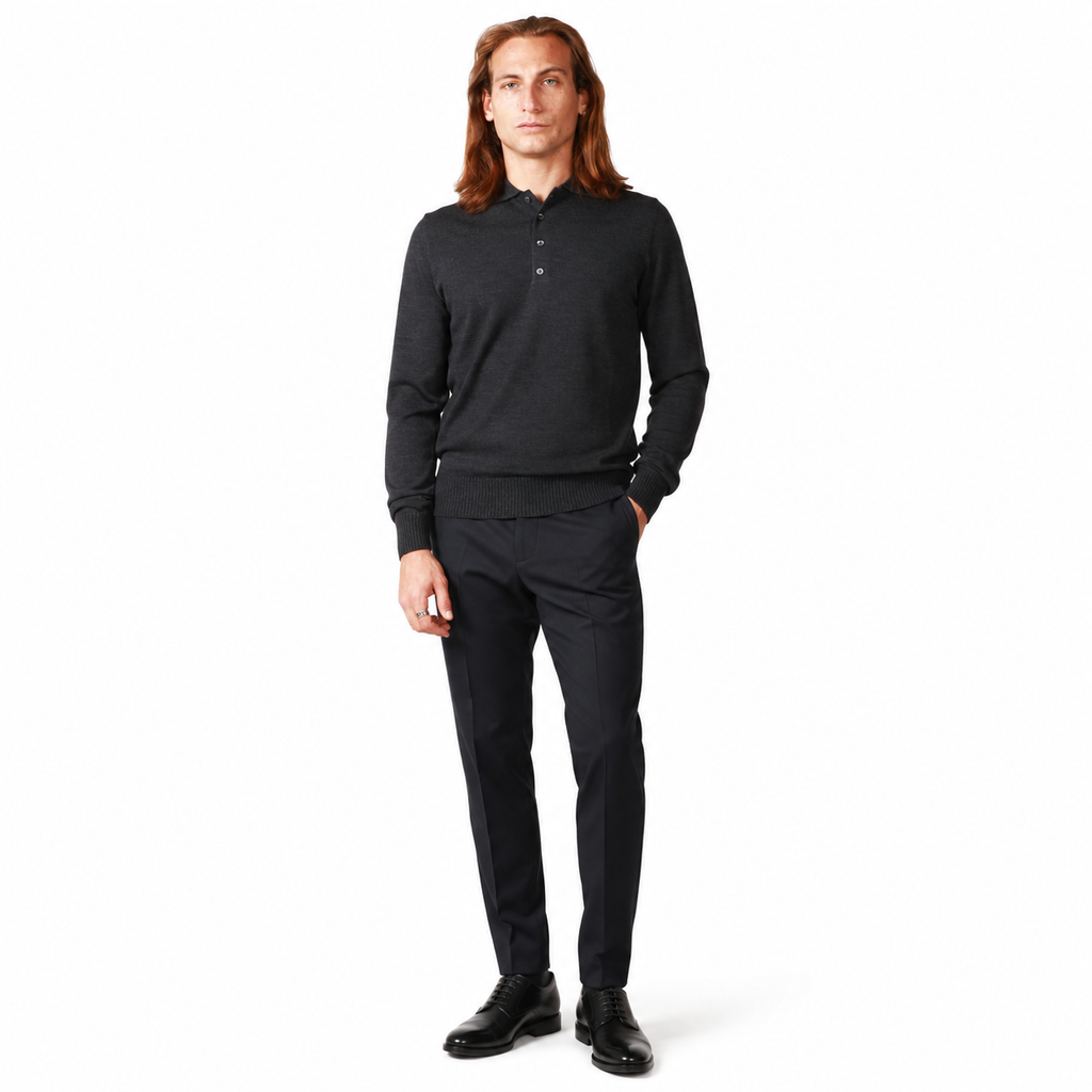 Alpha Studio Men Polo Sleeve Long Grey