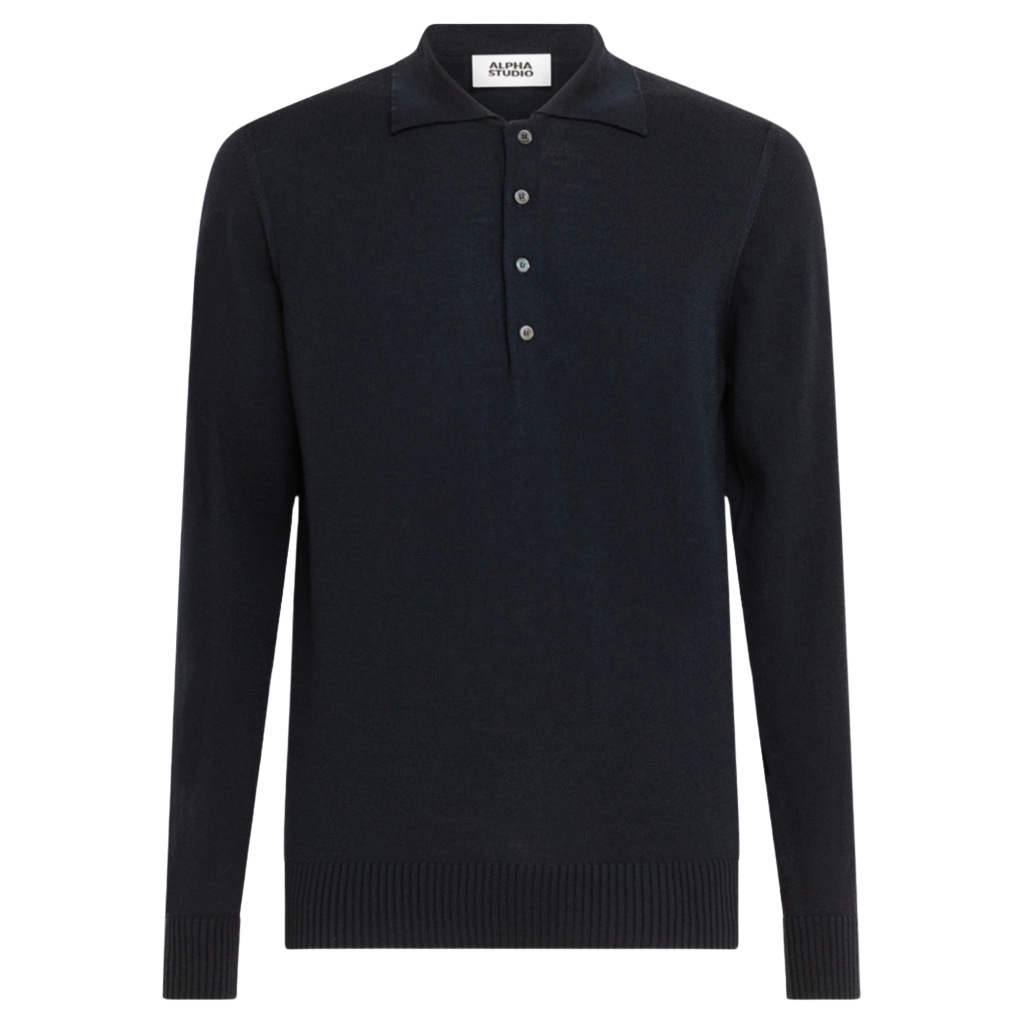 Alpha Studio Men Polo Slim Sleeve Long Blue