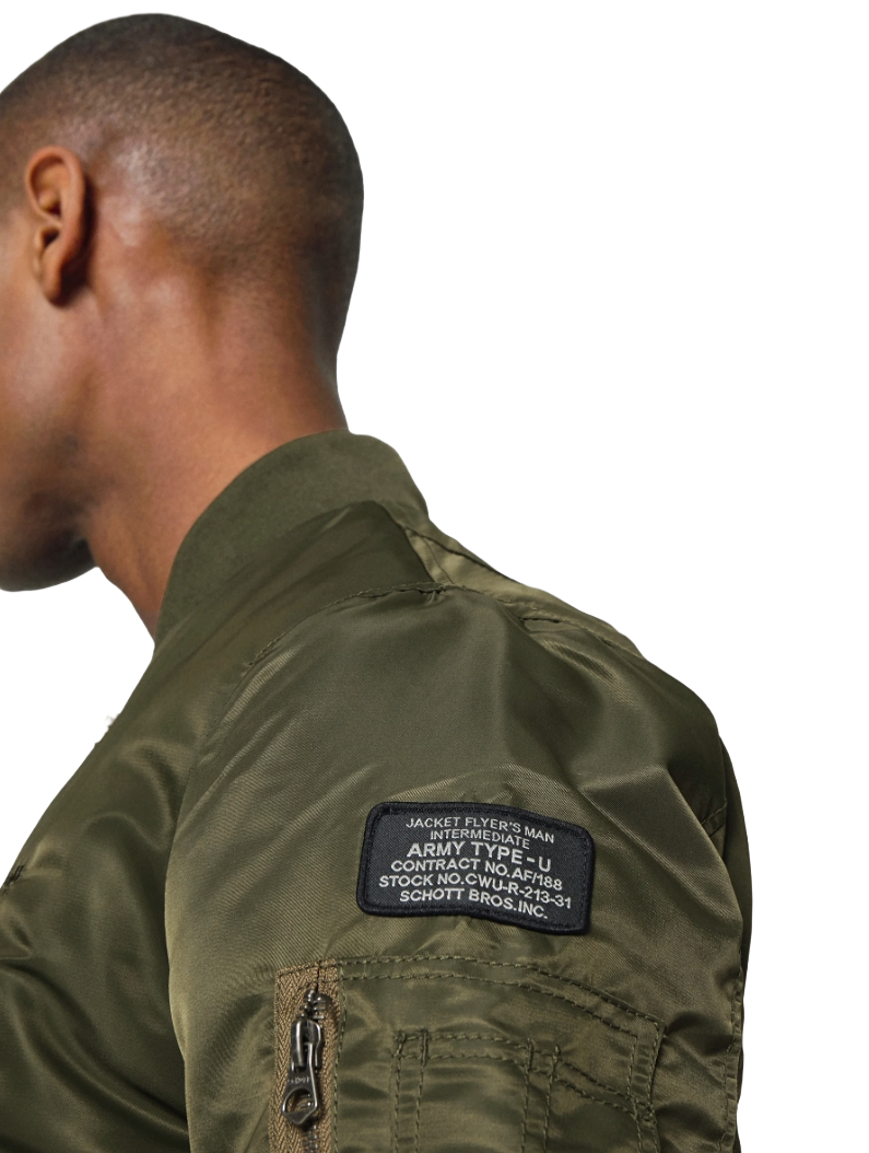 Schott NYC Men Airforce Jacket Army Khaki Camouflage