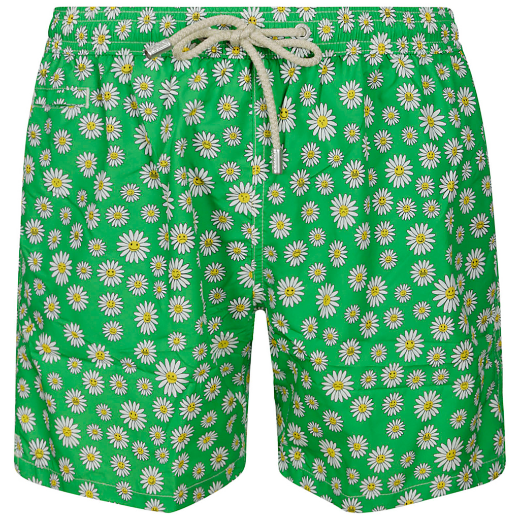 MC2 Saint Barth Men Micro Patterned Daisy Emo Swimwear Green