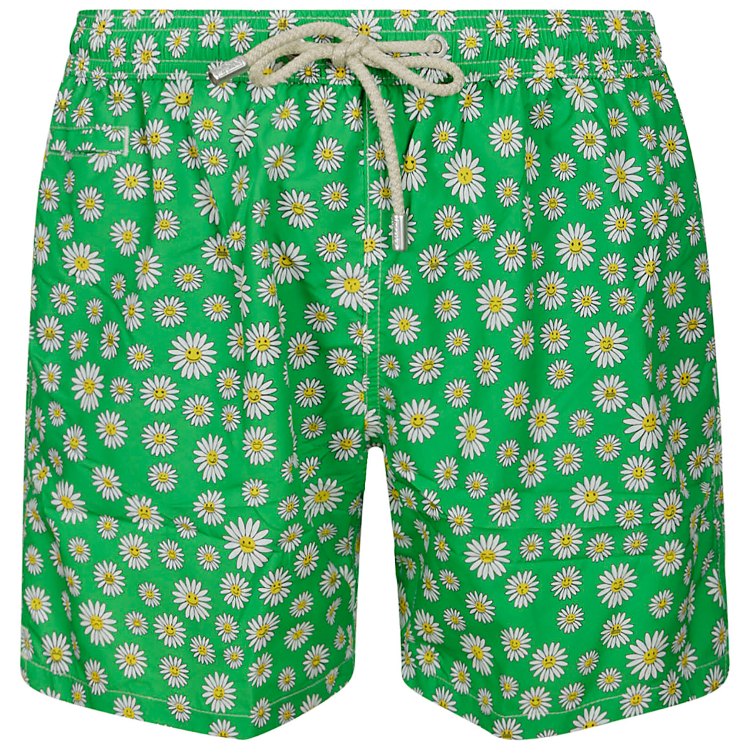 MC2 Saint Barth Men Micro Patterned Daisy Emo Swimwear Green