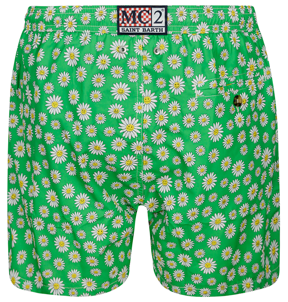 MC2 Saint Barth Men Micro Patterned Daisy Emo Swimwear Green