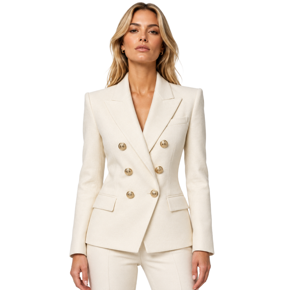 Balmain Women Jacket Double-Breasted White
