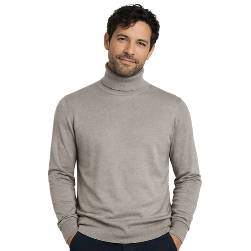 Emilio Romanelli Men Knit Turtleneck Gauge Grey