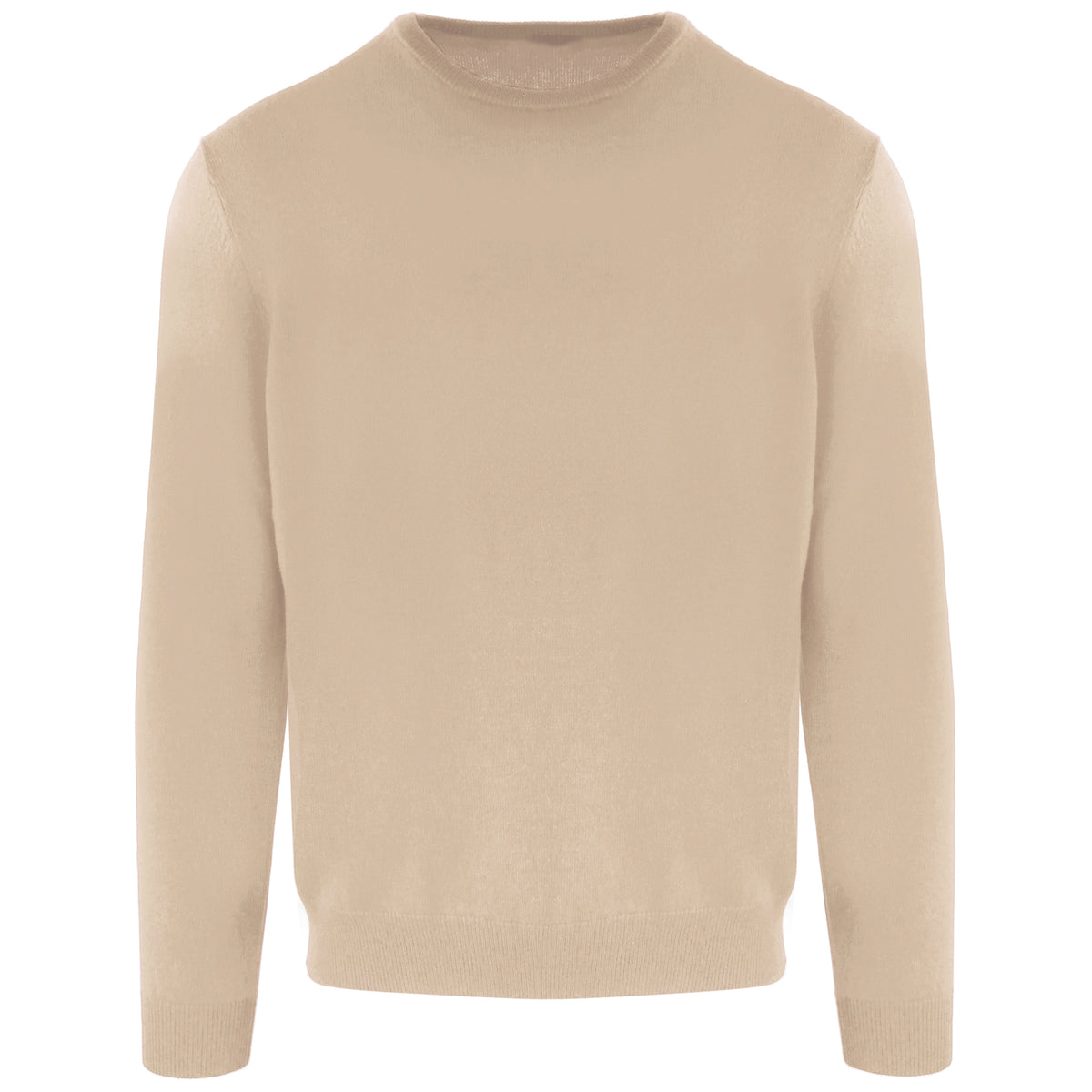 Malo Men Crew Neck Blend Cashmere Sweaters Beige
