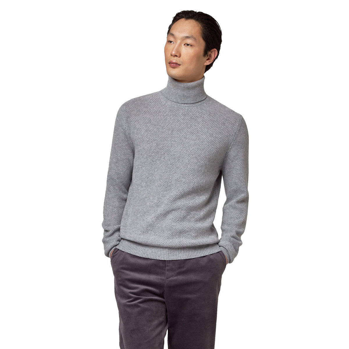 Alpha Studio Men Knit Cashmere Chicco Riso Grey