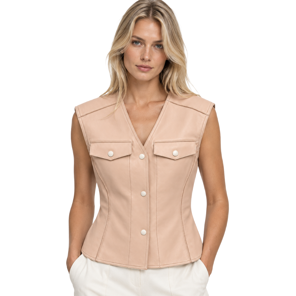 Dolce & Gabbana Women Vest Leather Beige