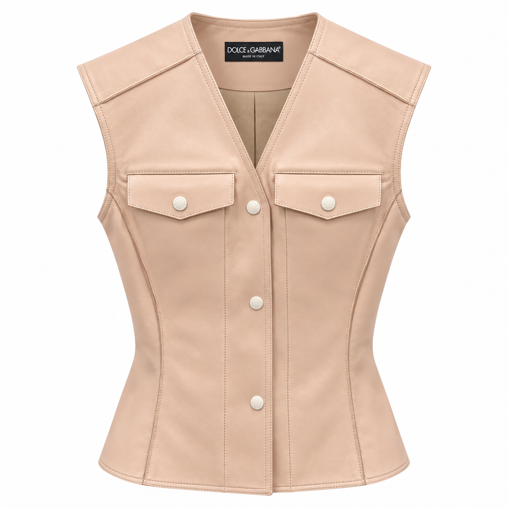 Dolce & Gabbana Women Vest Leather Beige