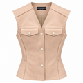 Dolce & Gabbana Women Vest Leather Beige