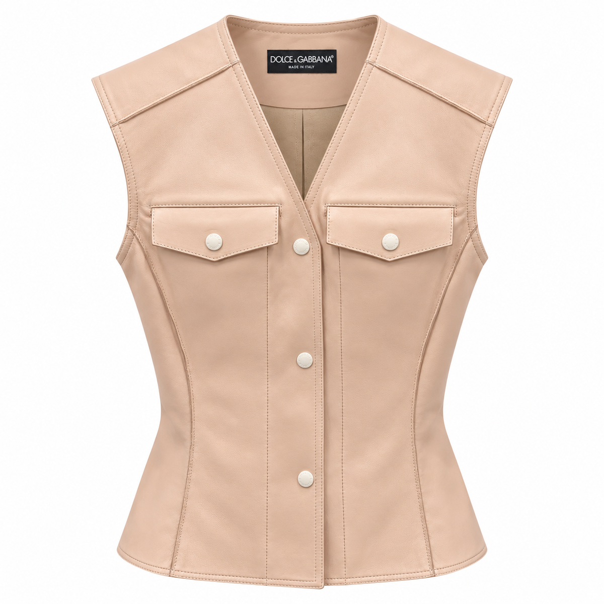 Dolce & Gabbana Women Vest Leather Beige