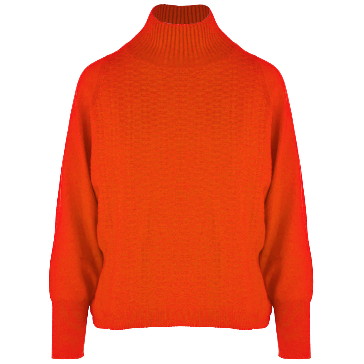 Malo Women High Neck Cashmere Brick Sweaters Orange