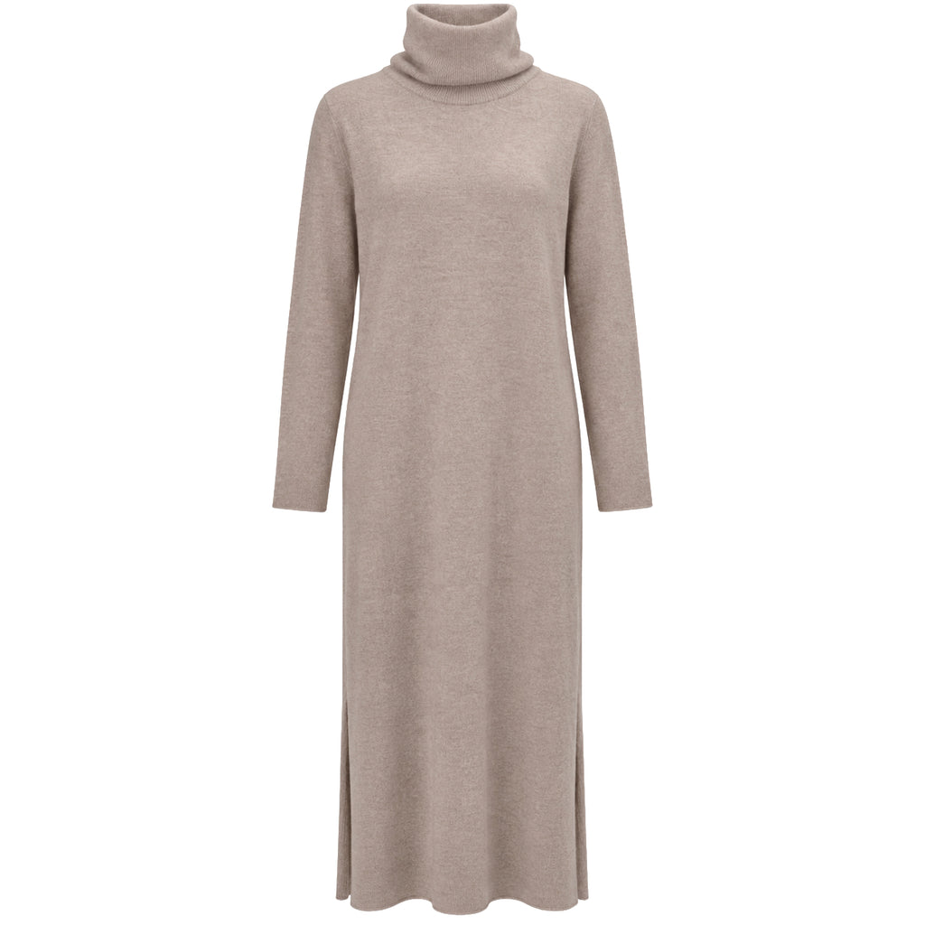 Alpha Studio Women Dress Long Turtleneck Greige Beige