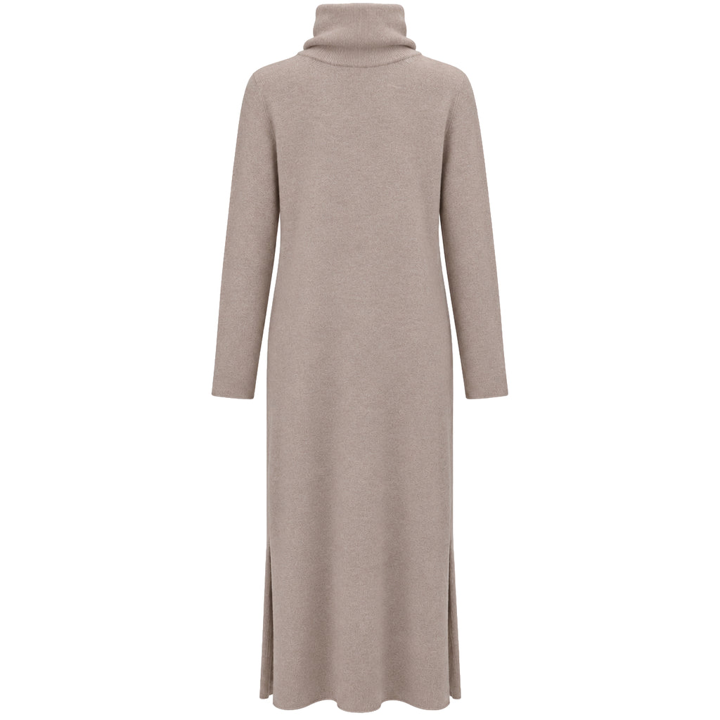 Alpha Studio Women Dress Long Turtleneck Greige Beige