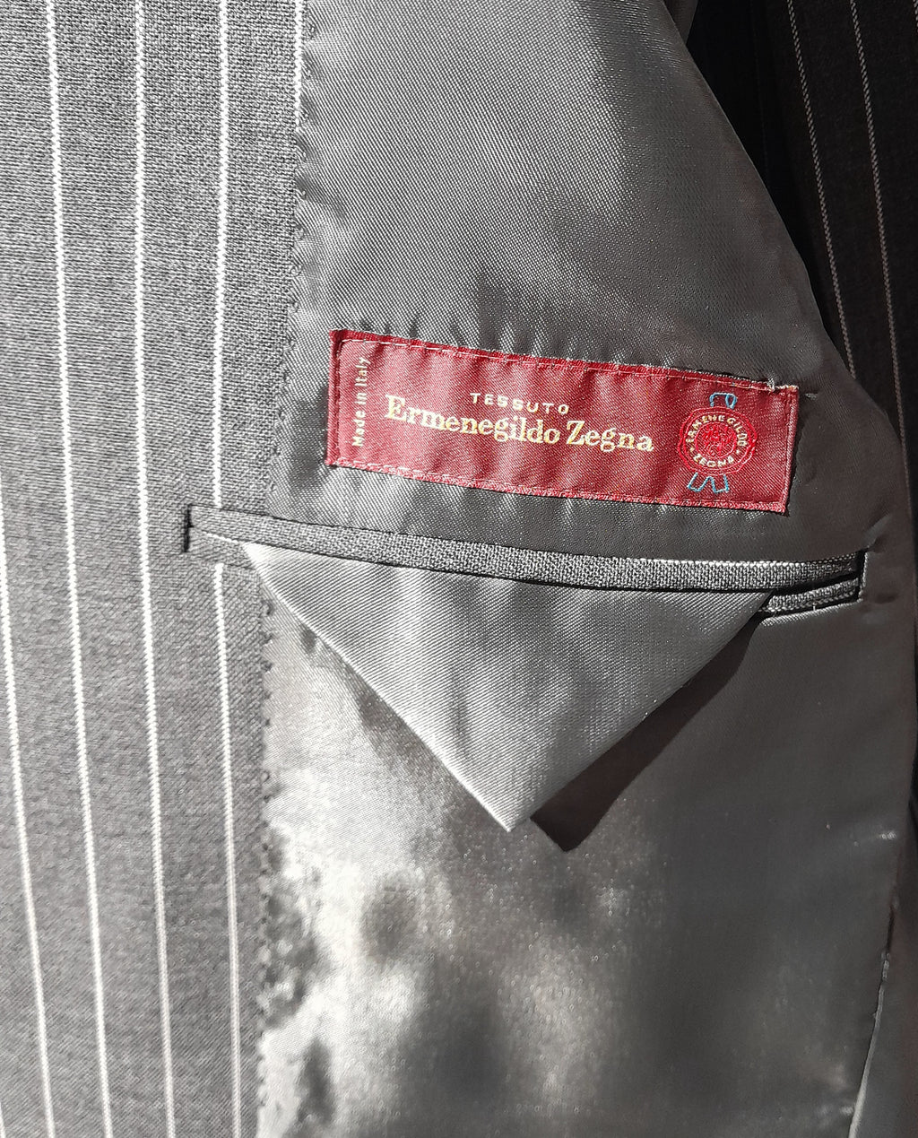 Ermenegildo Zegna Fabric Men Suit Wool Pinstripe Blue Grey