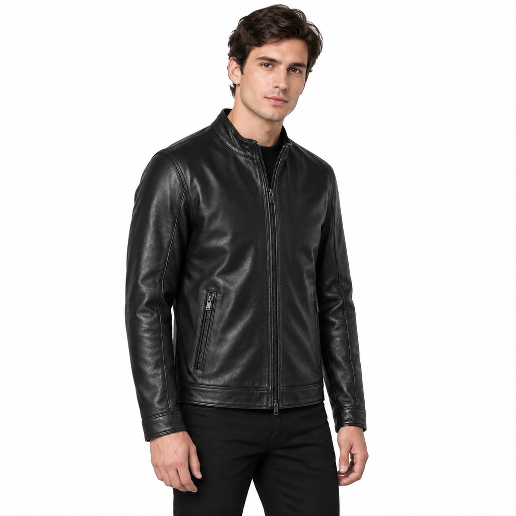 Emilio Romanelli Men Jacket Leather Vitello Black