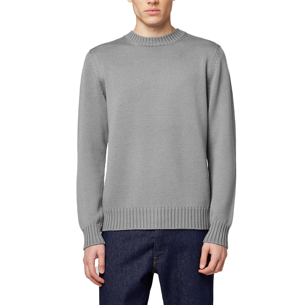 Alpha Studio Men Crewneck Longsleeve Cashmere Sweaters Grey