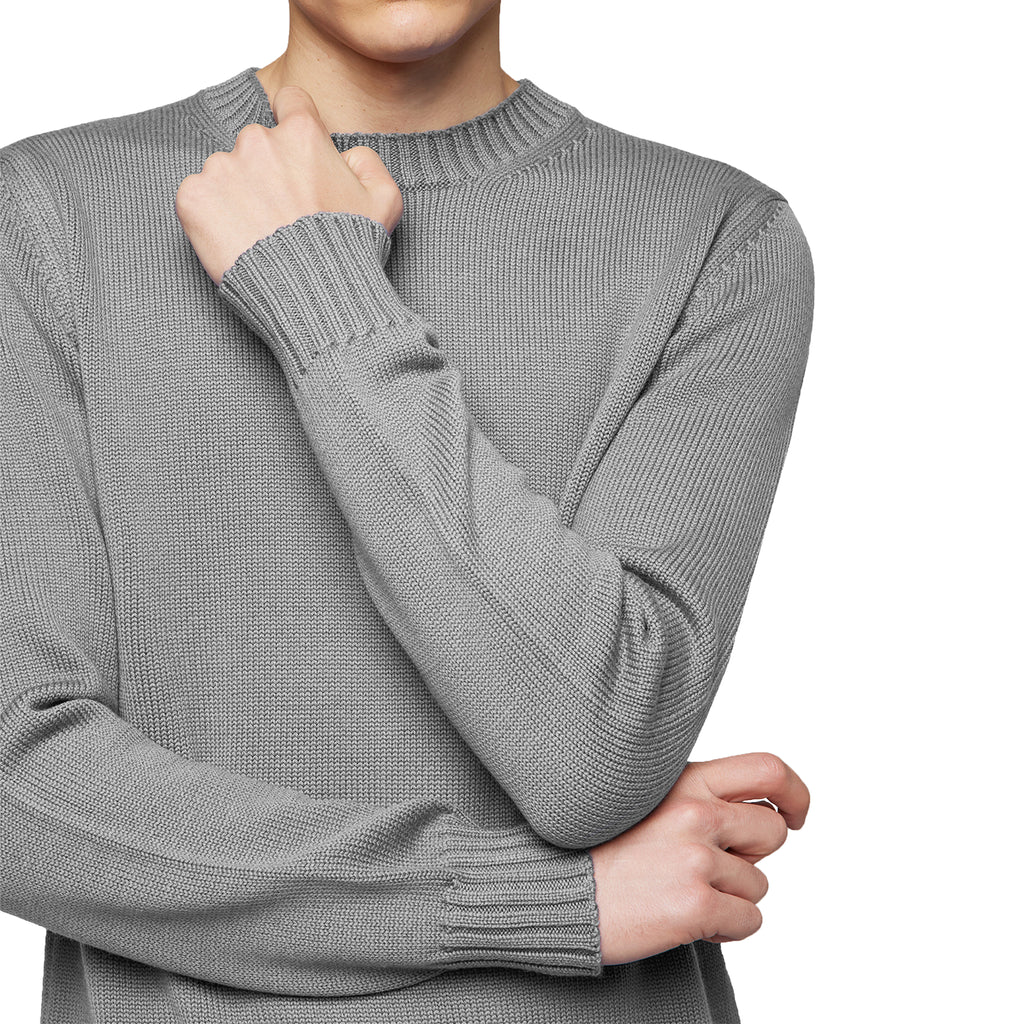 Alpha Studio Men Crewneck Longsleeve Cashmere Sweaters Grey