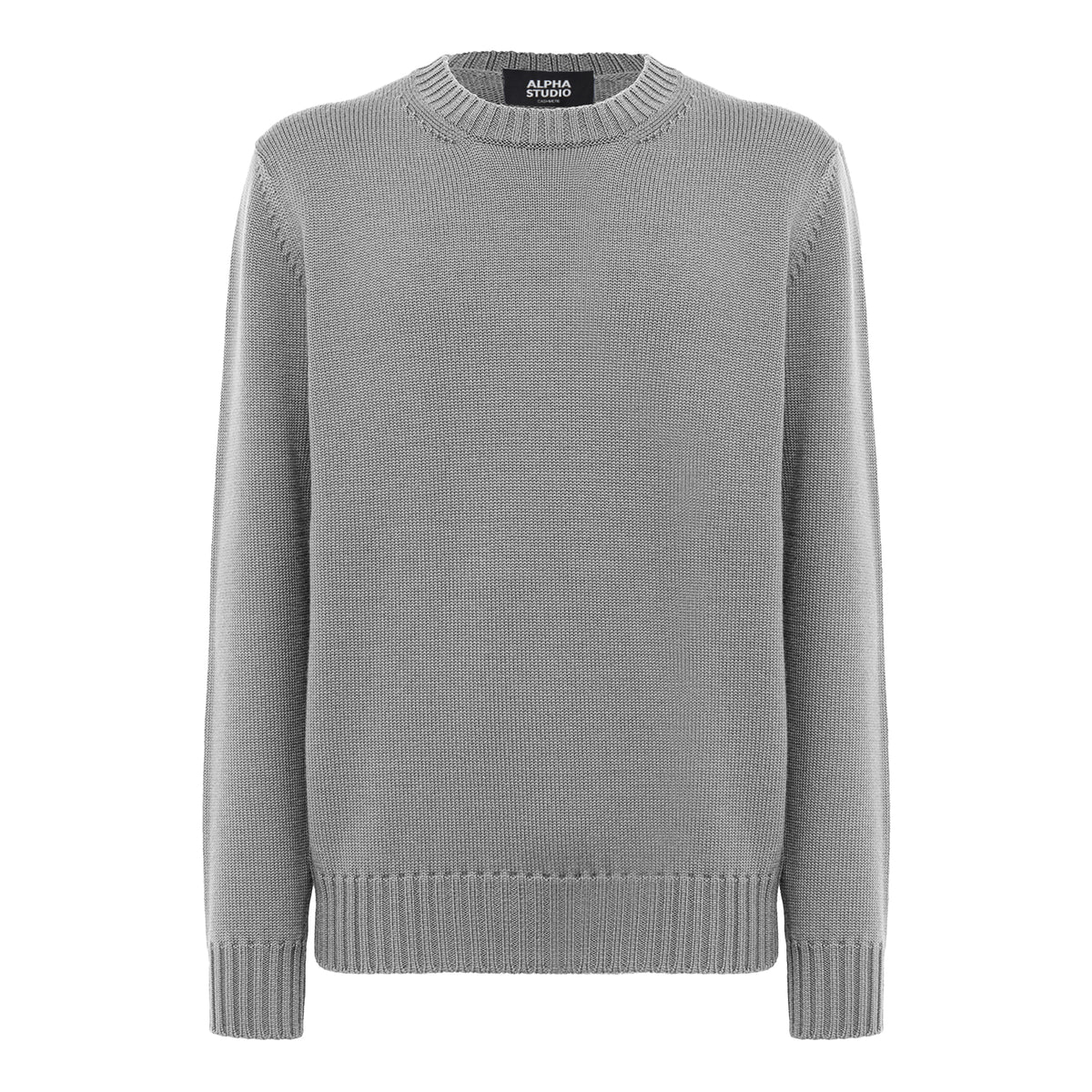 Alpha Studio Men Crewneck Longsleeve Cashmere Sweaters Grey
