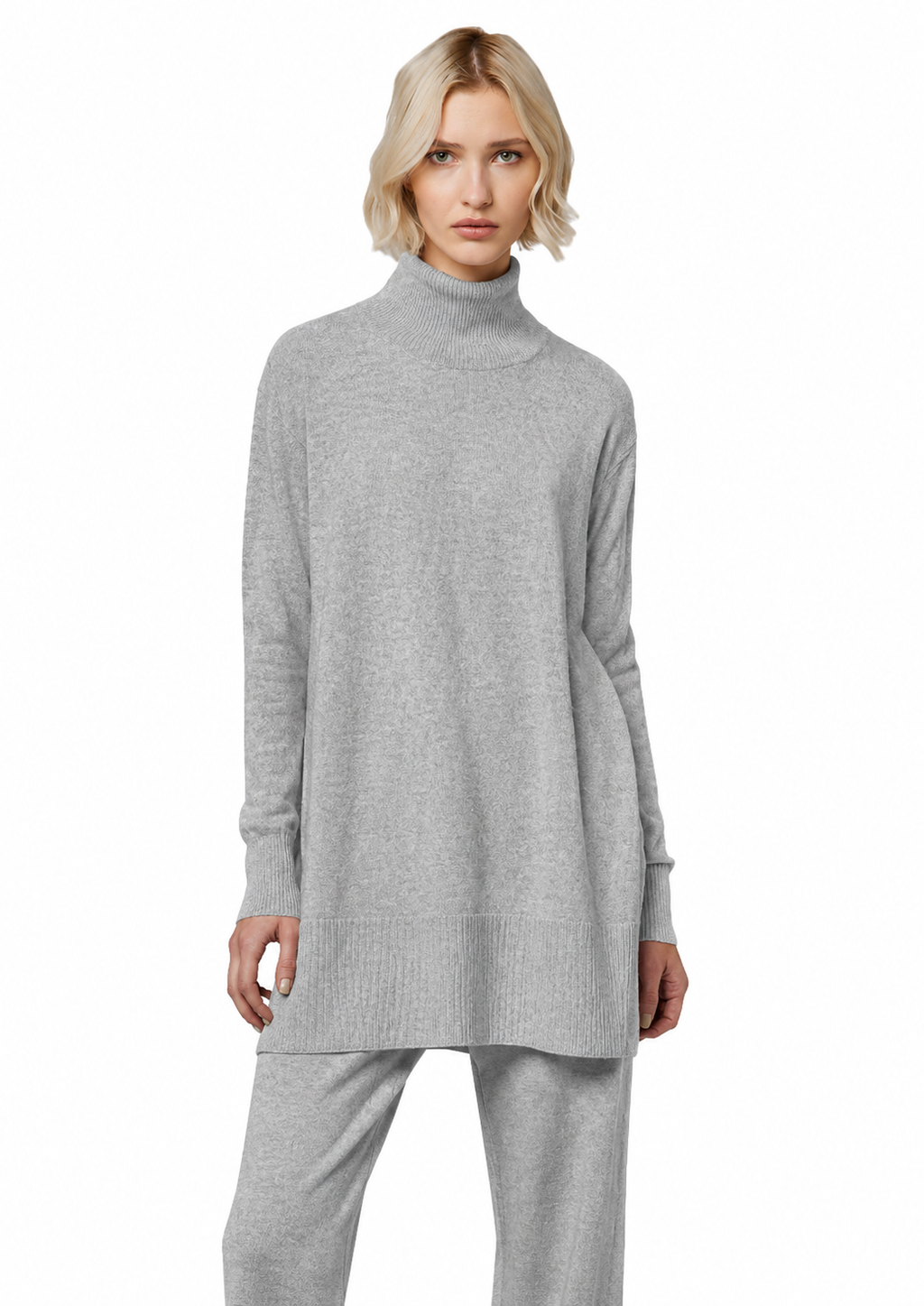 Alpha Studio Women Turtleneck Mix Shapes Grey