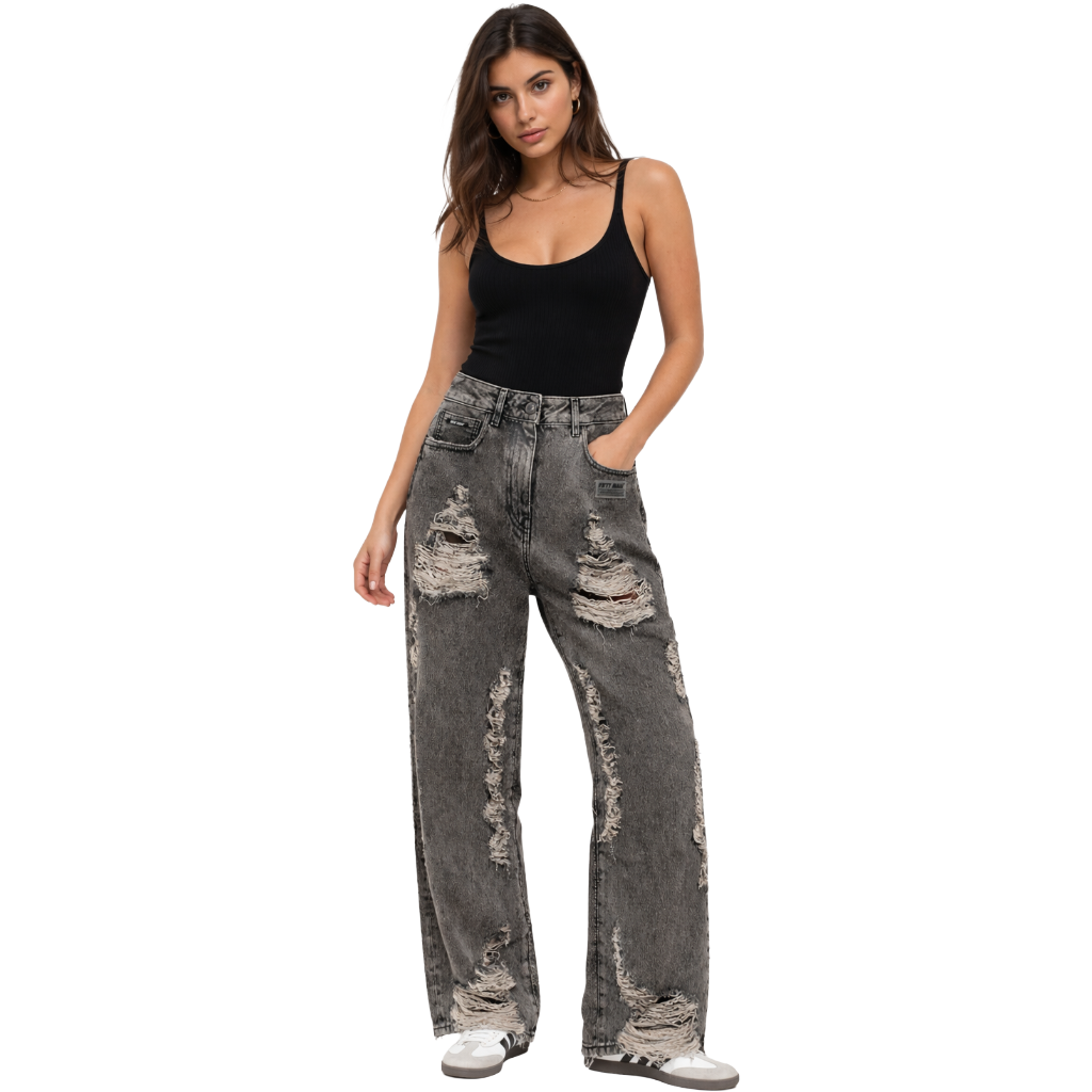 Fifty Made Women Jeans Ripped Black