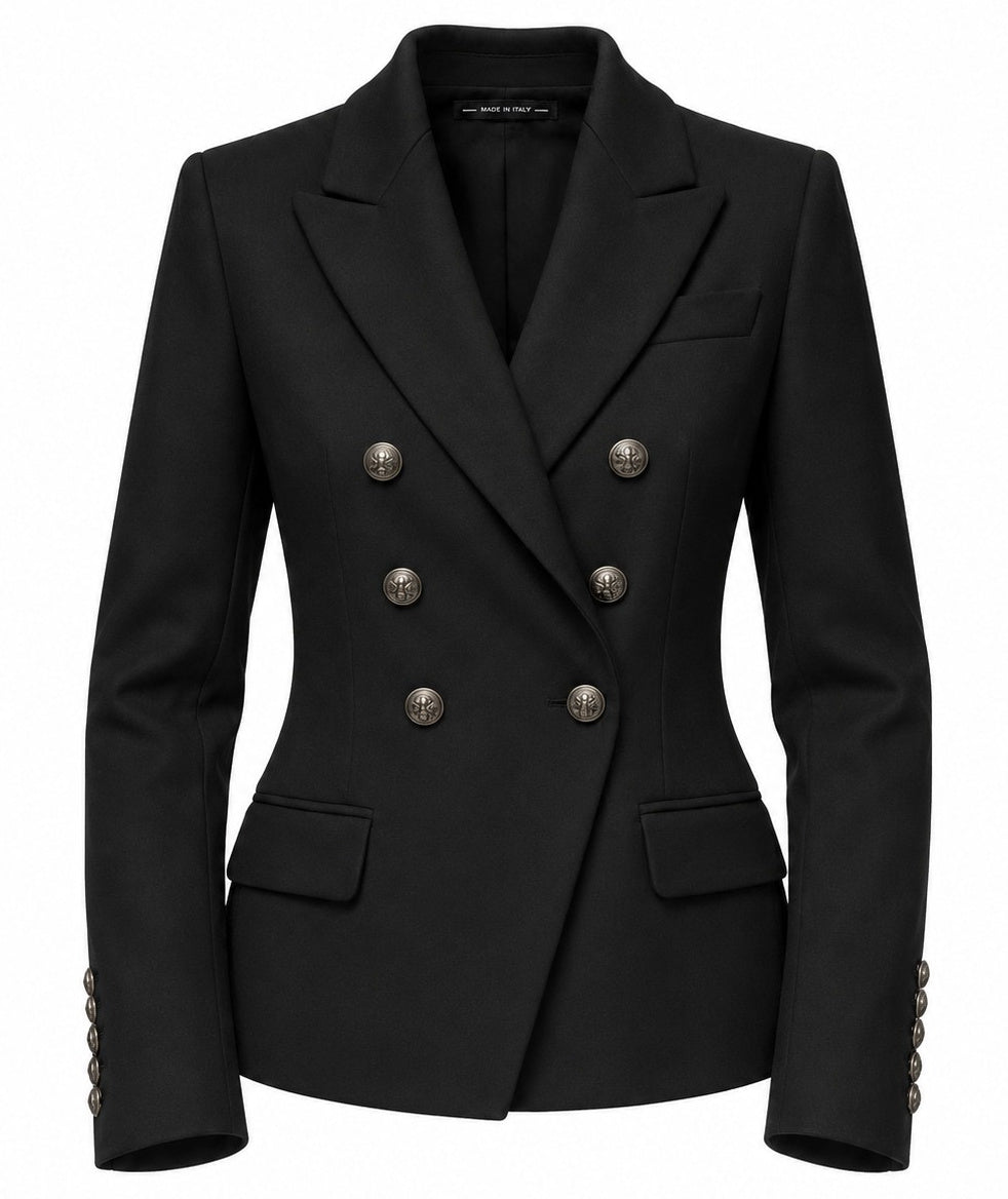 Loro Piana Fabric Women Jacket Double-Breasted Black