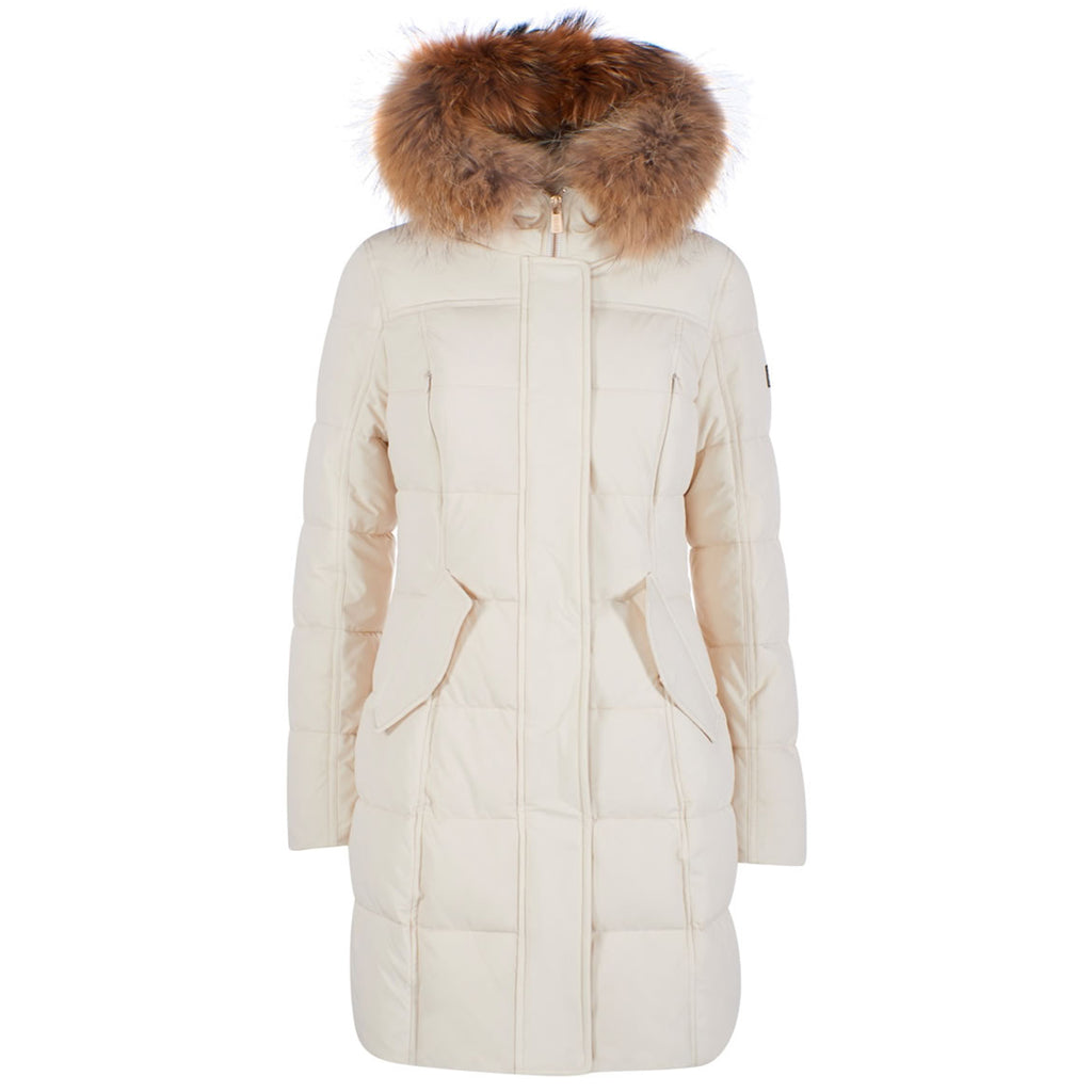 Yes Zee Women Down Jacket Long Cream White