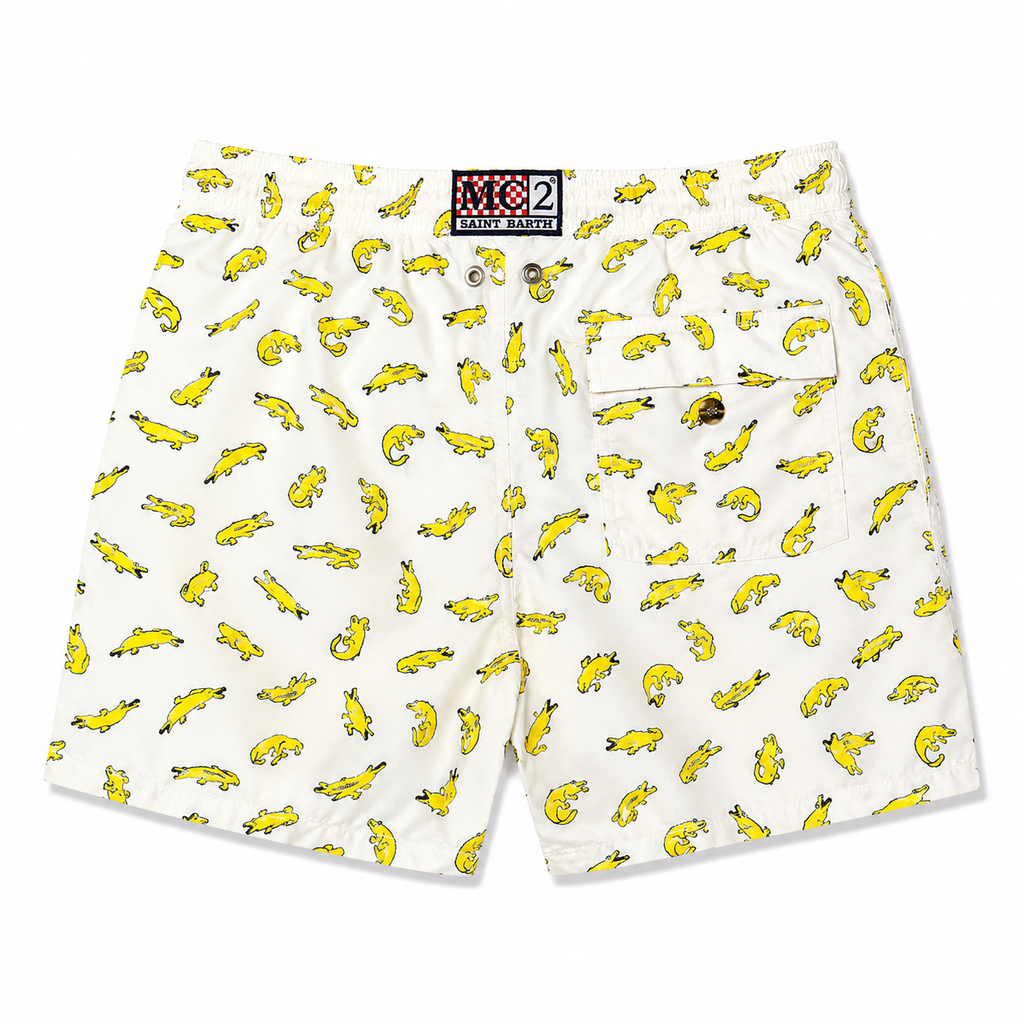 MC2 Saint Barth Men Swimsuit Patterned Alligator White
